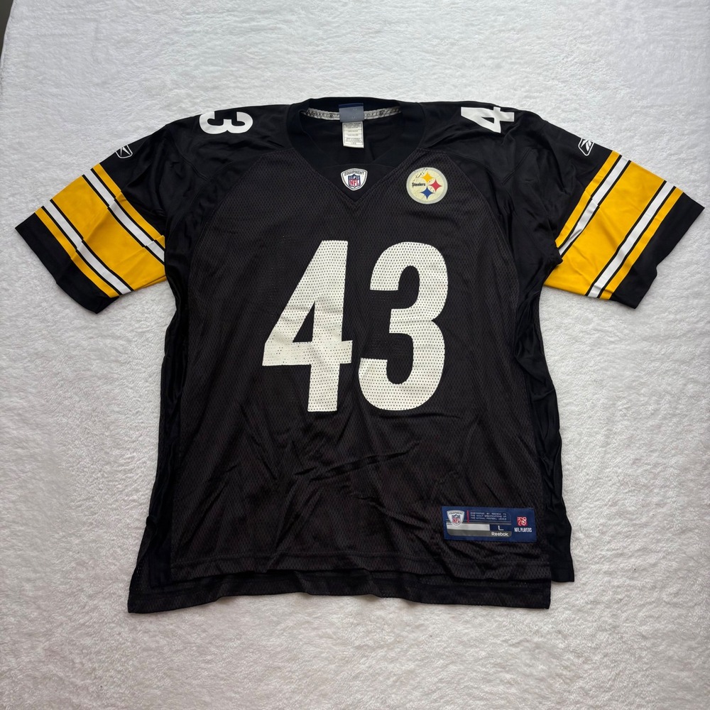 Reebok NFL Pittsburgh Steelers Troy Polamalu 43 Jersey Black Large 7009A